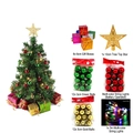 60cm Mini-Weihnachtsbaum-Set mit LED-Lichtern, bunten Kugeln und einem Sternen-Topper - 45cm Grüner Baum Mit Ornamenten Bunte Batterie LED