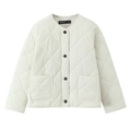 Veste matelassée beige minimaliste avec motifs de losanges et poches pour femmes - XS / Blanc