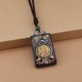 Ebony Yellow Zambala No.1 Thangka Square Necklace