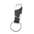 Premium men's business leather keychain with silver polished metal and black lychee texture - Classic / First Gen Black