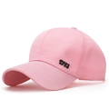 Pink high ponytail baseball cap with black 3D DYJ embroidery and adjustable open top - Pink