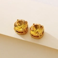 Orecchini magnetici dorati con grande cristallo di zircone ambra per lobi non forati - 1 Pezzo / Ambra Oro