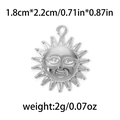Silver stainless steel sun face charm pendant with textured smile design in silver finish - 1.8cm*2.2cm / Silver