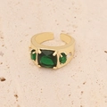 Vintage Goldring aus Kupfer mit quadratischem smaragdgrünem Zirkon und verstellbarem Ring - Einstellbar Offen / Quadratischer Smaragd-Stil (1#)