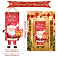 Spécifications de taille pour la bannière de porte de Noël avec Père Noël et texte - Père Noël avec boîte cadeau / 95cmx46.5cm