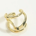 Detailed close-up of a 14K gold plated adjustable ear cuff with elegant curved lines - Wavy Multi-Layer Ring (JZ0376-3)