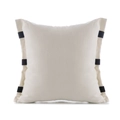 White fabric pillow cover with elegant black side stripes and textured weave finish - Canvas Black Leather Three-section Pillow Cover