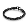 Pulsera para hombre de acero inoxidable negro con cadena de trigo y cierre industrial - Negro / 21.5cm