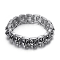 Retro stainless steel men's bracelet featuring punk skull links and a secure clasp - Skull Cross Embossed Style (KB36807-D)