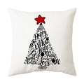 White Christmas pillowcase featuring a black typographic tree and red star print - Style 7 / 18x18 Inch