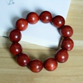 Single loop dark reddish-brown sandalwood beads bracelet with natural polished wood grain - 12mm*17 Beads / Red Rosewood