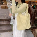 Yellow cloud bubble textured tote bag for women stylish shoulder bag in outdoor setting - Bubble Yellow