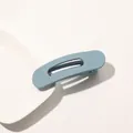 Close-up of matte grey-blue duckbill hair clip on a minimalist white ceramic plate - Matte Hair Clip Small - Sky Blue