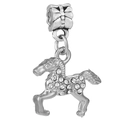 Silver horse charm pendant with sparkling rhinestones and a delicate bow bail detail - Clear Rhinestone Horse Pendant (#7)