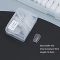 Frosted matte translucent short coffin press-on nails in size 10 with 16.5mm length - DA04 Matte Short Trapezoid No.10 50Pcs