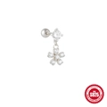 Elegant S925 sterling silver flower stud earrings with sparkling cubic zirconia stones - Single White Gold #5 (Five-Petal Flower)