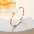 Elegant 18k rose gold plated stainless steel open bangle with sparkling cubic zirconia - 79# [4mm Wide Plain Rose Gold] Sz650