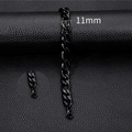 Black 11mm stainless steel Figaro chain bracelet for men with secure lobster clasp - 11mm-18cm / Black