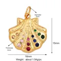 Pendentif coquille en laiton doré avec pierres zircons colorées pour création bijoux - K584926-Gold Shell