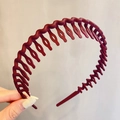 Morandi matte wine red wavy headband with anti-slip teeth for women and girls - 28# Wave Comb-Vermilion