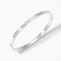 Bracciale rigido ondulato argento con zirconi incastonati e finitura in acciaio inossidabile - Argento (KA1196)