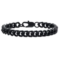 Detail of matte black Cuban link bracelet with durable lobster clasp closure - 8mm Single Row Cuban Link / 23CM / Black