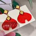 2510172 Red Geometric Rhombus Leaf Earrings (s925 Silver Needle)