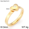 Goldener Edelstahlring mit Herz-Design und Zirkonia-Stein, erhältlich in Größen 6-9 - US 7 / Gold