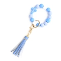 Portachiavi con perline in silicone blu con croce di Gesù e nappa di tendenza - Croce/Nappina/Lettera di Gesù / Croce Blu