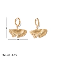 Golden ginkgo leaf earrings for women, measuring 34mm by 29mm and weighing 8.9g - Gold