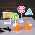 Miniature plastic traffic signs and colorful cones set for kids cake decoration - Plastic Roadblock Set