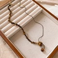 Elegante collana di perle occhio di tigre con catena d'oro e ciondolo in confezione - Collana regolabile con ciondolo con perline in occhio di tigre - circonferenza circa 66 cm