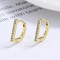 Pendientes de plata 925 dorados en forma de D con circonitas y un diseño minimalista - Dorado