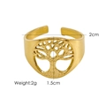 Macro detail of gold-plated Tree of Life adjustable ring with dimensions and weight - Gold-Tree of Life