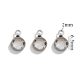 Silver stainless steel 6.5mm round crystal connector for DIY jewelry making - Single Hole Steel - White