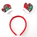 Christmas headband with red and green plaid fabric gloves on springs for festive holiday party - 6# Plaid Mittens