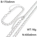 Set collana e bracciale in acciaio inossidabile argento con specifiche di misura - Bracciale / 6mm Colore Acciaio