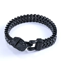 Detail of black stainless steel woven chain bracelet with animal head embossed clasp - Black Heavy Beast Head Embossed Style (Black 款3)
