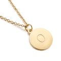 Collier minimaliste en acier doré avec pendentif rond gravé de la lettre O - Lettre O