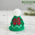 Mini green knitted Christmas hat with red snowflake pattern and white pompom 7x6cm - Knitted Green Hat with White Ball
