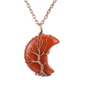 Macro detail of handmade copper wire-wrapped tree of life on red stone moon pendant - Antique Copper + Red Jasper (Small)