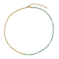 Boho-Halskette mit grünen facettierten Perlen und goldenen Metallperlen kombiniert - Naturstein Halskette (XL-538J-4)