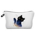 Pochette per cosmetici in tela bianca con stampa gatto nero galassia e stelle - Stile Silhouette Gatto Nero Stellato Bianco (hz3550)