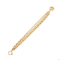 Dreilagiges goldenes Edelstahl-Kettenarmband mit Ruder- und Anker-Anhängern - Nautisches Steueranker-Stil (1#)