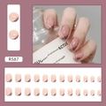 French tip press-on nails in purple and nude design with 24 pieces set R587 - R587 Simple Warmth
