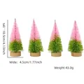 Set of 4 gradient pink and green mini Christmas trees with round wooden bases - Set of 4 / Pink Green Gradient