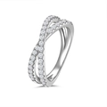 Silver 925 sterling silver ring with criss-cross design and pavé set moissanite - US 5 / White