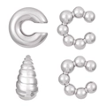 Minimalist silver-plated ear cuff set with oval hollow and C-shaped metal designs - Minimalist Style 4-Piece Set (N-798) / White K / Silver