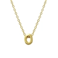 Macro shot of 925 sterling silver golden letter O pendant and fine necklace chain detail - Letter O / Gold