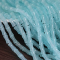 Light blue bamboo shaped glass beads for DIY bracelet and necklace jewelry making - 6x12mm Lake Blue (1Pc)